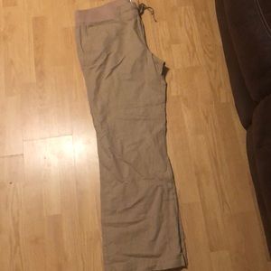 Women Tan Wide Leg linen pants XL Tall